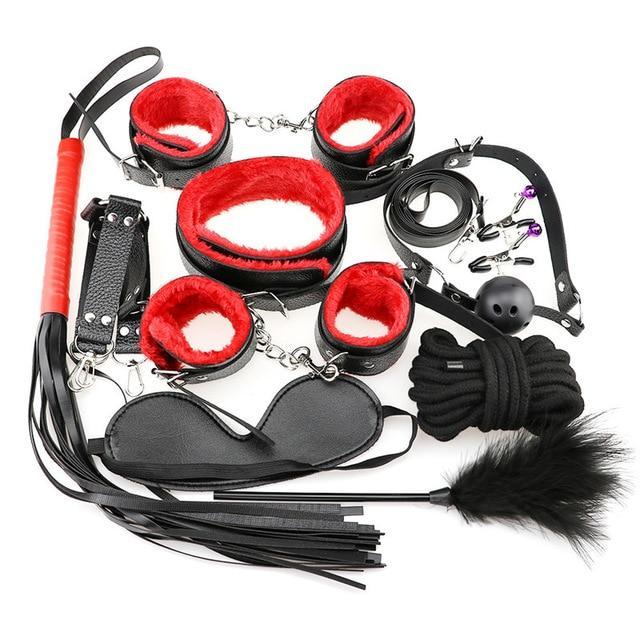 Bondage Starter Kit 10 Pieces Gag Flogger Restraints Blindfold Cuffs Collar