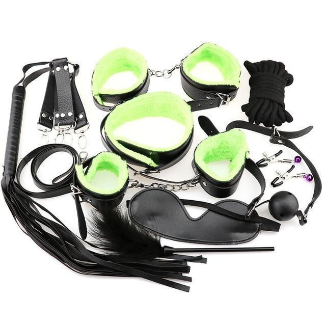Bondage Starter Kit 10 Pieces Gag Flogger Restraints Blindfold Cuffs Collar