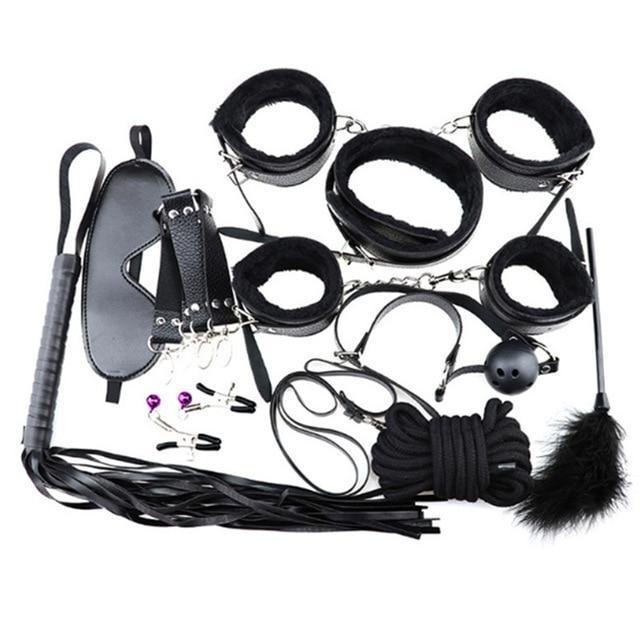Bondage Starter Kit 10 Pieces Gag Flogger Restraints Blindfold Cuffs Collar