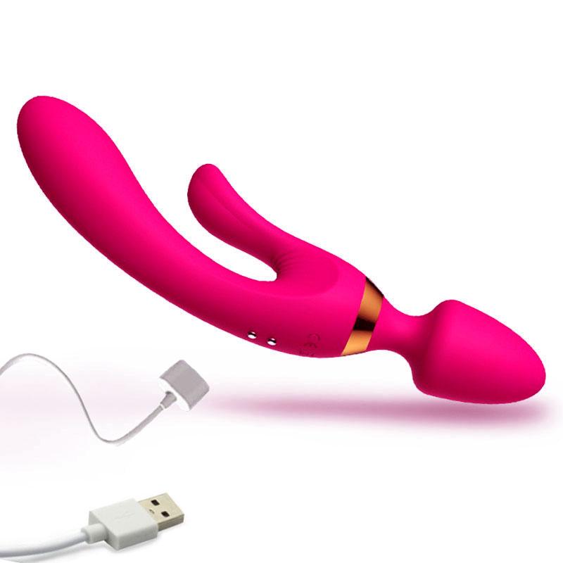 3 Motor Vibrating G Spot Clitoris Anal Double Ended Rabbit Vibrator