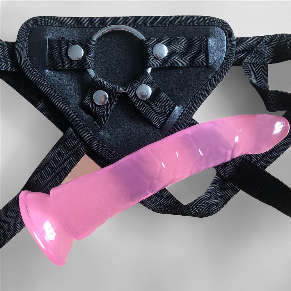 Realistic Jelly Dildo Strapon Harness Couples On