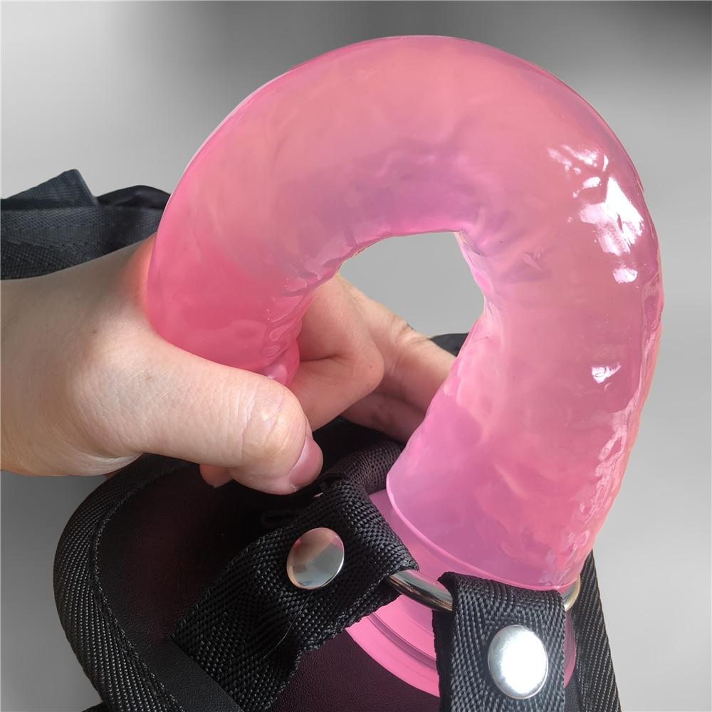 Realistic Jelly Dildo Strapon Harness Couples On