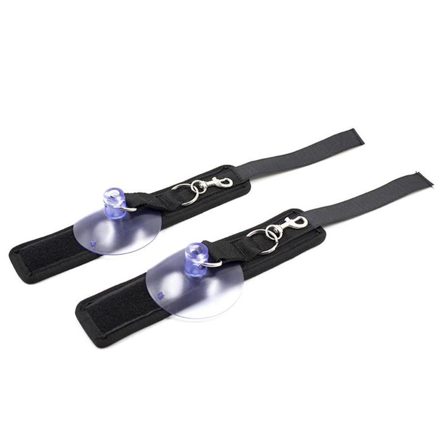 Black Suction Cup Handcuffs Ankle Cuffs Shower Restraints Bdsm Bondage