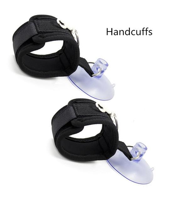Black Suction Cup Handcuffs Ankle Cuffs Shower Restraints Bdsm Bondage