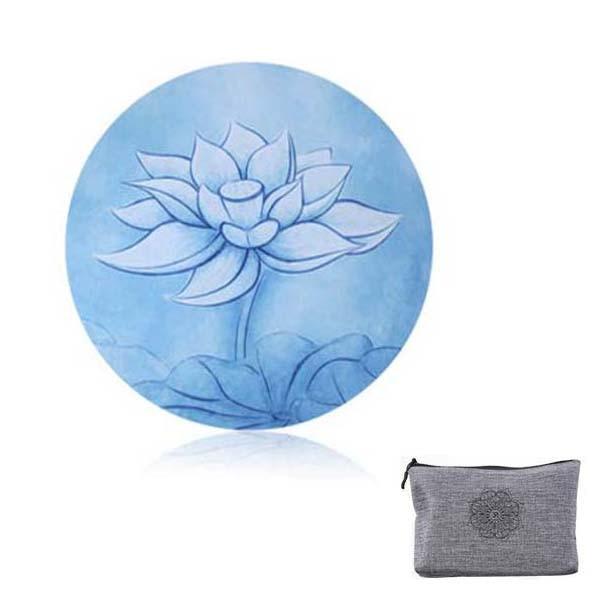 Round Meditation Yoga Mat Printed Foldable Pilates With Storage Bag