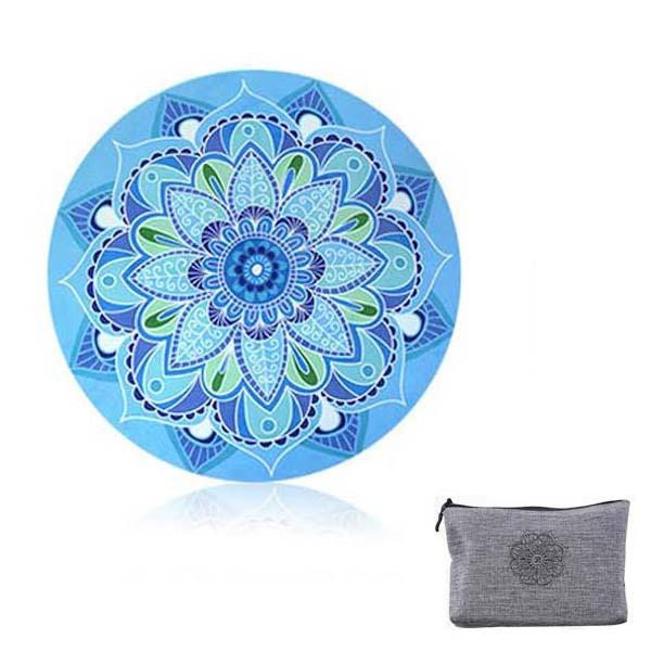 Round Meditation Yoga Mat Printed Foldable Pilates With Storage Bag
