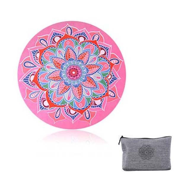 Round Meditation Yoga Mat Printed Foldable Pilates With Storage Bag