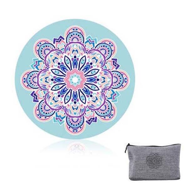 Round Meditation Yoga Mat Printed Foldable Pilates With Storage Bag