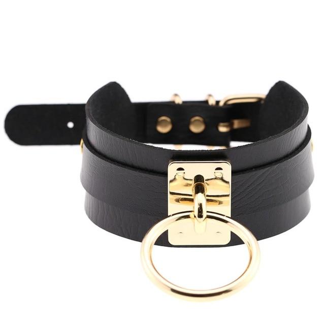 Bdsm Big Ring Collar Black Red Slave Bondage Fetish Kink Restraints