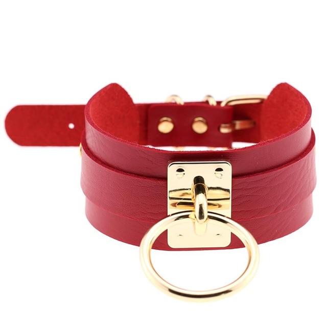 Bdsm Big Ring Collar Black Red Slave Bondage Fetish Kink Restraints