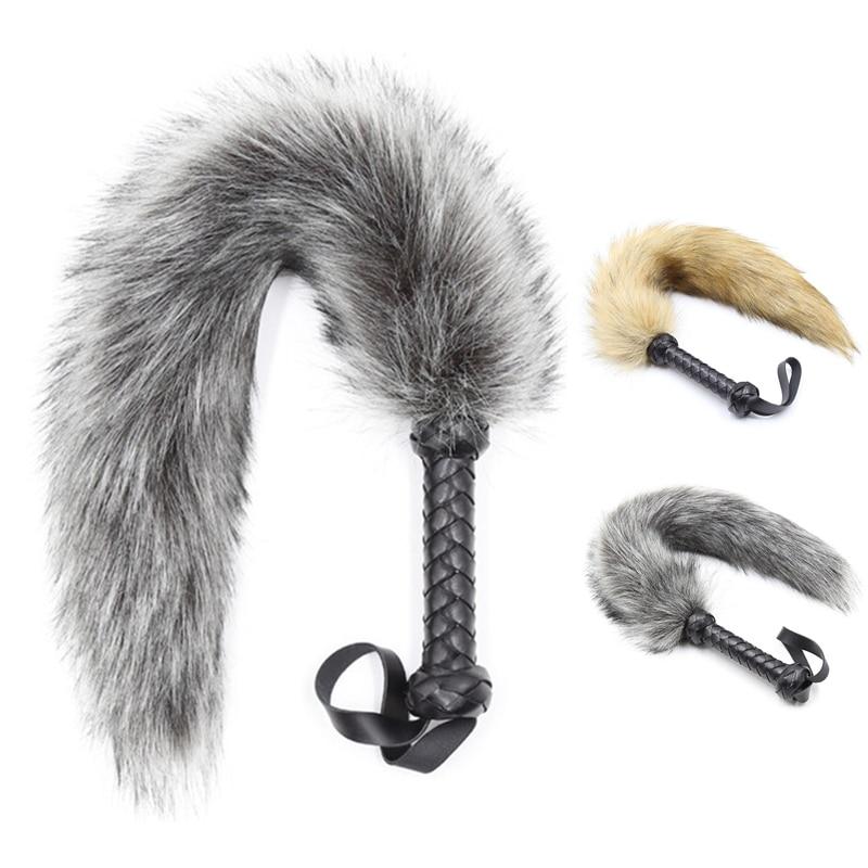 62Cm Soft Fur Tail Spanking Flogger Bdsm Sensation Impact Play