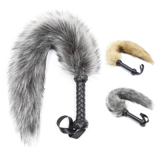 62Cm Soft Fur Tail Spanking Flogger Bdsm Sensation Impact Play