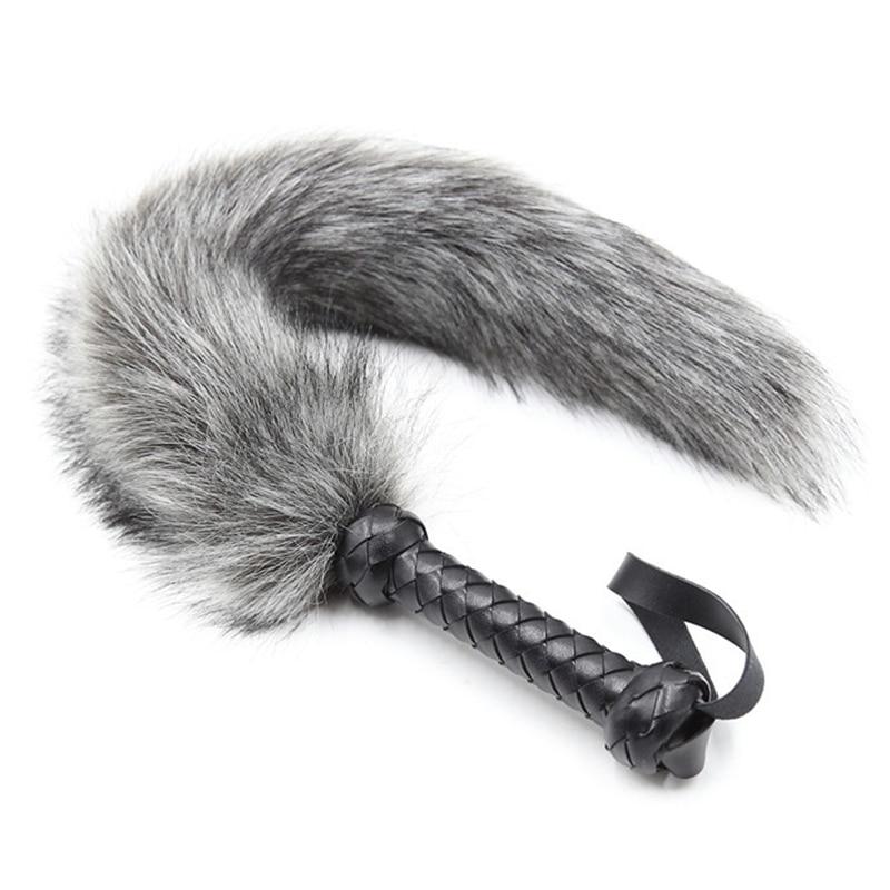 62Cm Soft Fur Tail Spanking Flogger Bdsm Sensation Impact Play
