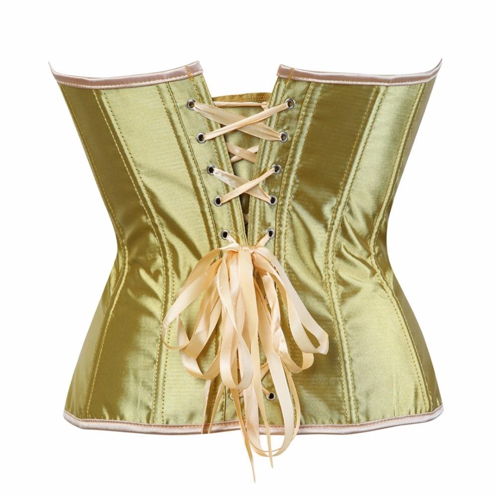 Satin Over Bust Corset Lace Up Back Pink Purple Blue Gold Red Erotic Lingerie