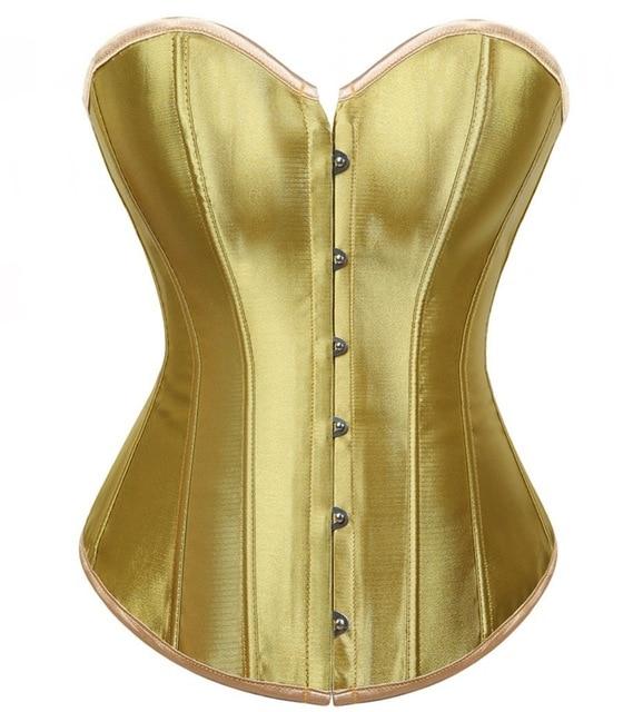 Satin Over Bust Corset Lace Up Back Pink Purple Blue Gold Red Erotic Lingerie