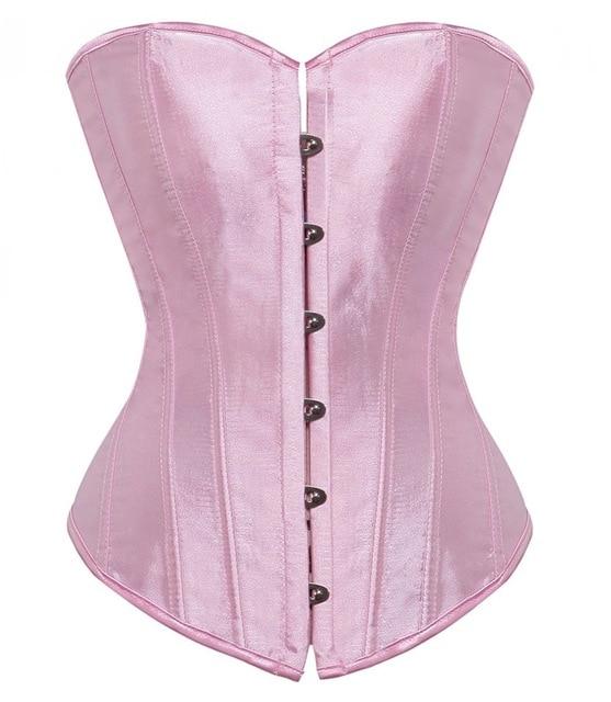 Satin Over Bust Corset Lace Up Back Pink Purple Blue Gold Red Erotic Lingerie
