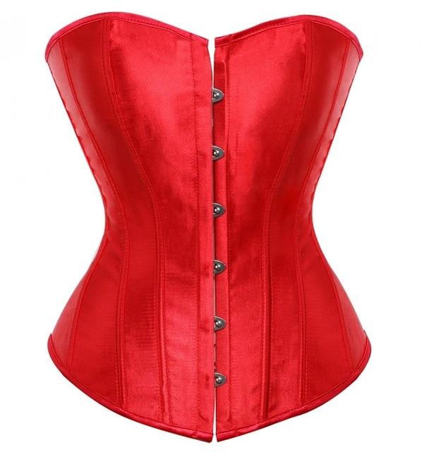 Satin Over Bust Corset Lace Up Back Pink Purple Blue Gold Red Erotic Lingerie