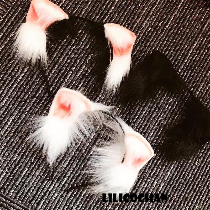 3 Colours Anime Neko Faux Fur Cat Ears Headband Kitten Cosplay Lolita