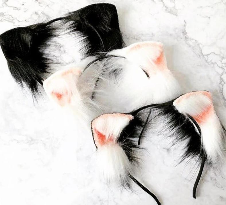 3 Colours Anime Neko Faux Fur Cat Ears Headband Kitten Cosplay Lolita
