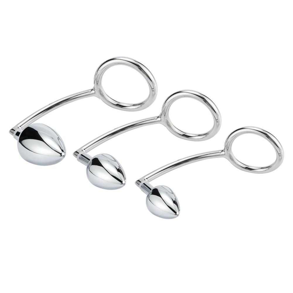 Stainless Steel Anal With Cock Metal Butt Plug Penis Ring