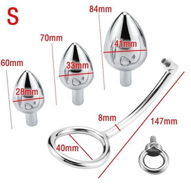 Stainless Steel Anal With Cock Metal Butt Plug Penis Ring
