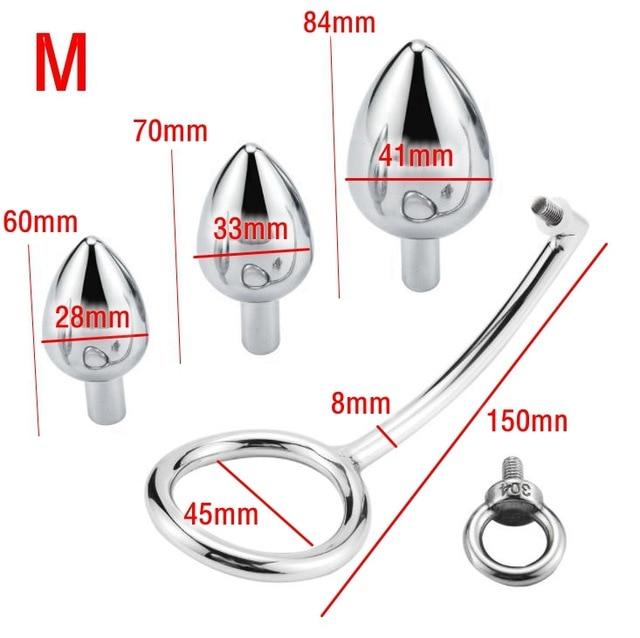 Stainless Steel Anal With Cock Metal Butt Plug Penis Ring