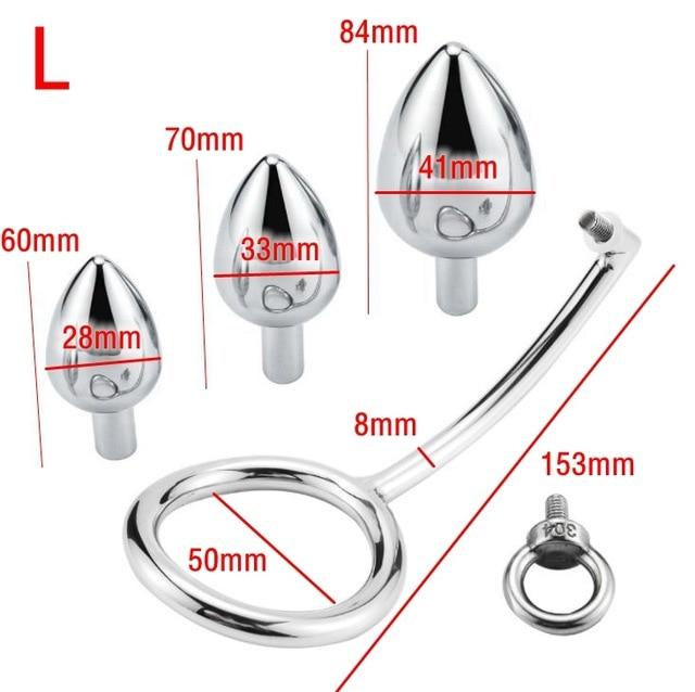 Stainless Steel Anal With Cock Metal Butt Plug Penis Ring