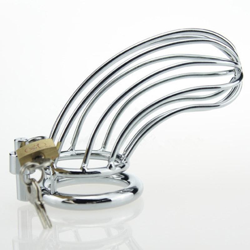 Stainless Steel Locking Cock Cage Male Chastity Penis Ring Bdsm