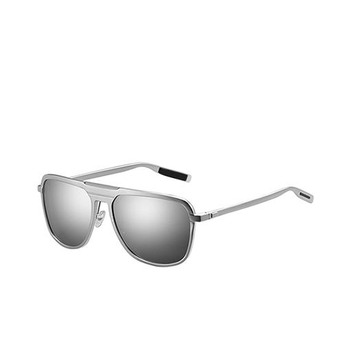 Aluminium Frame Silver Mirror Polarized Sunglasses For Men Eye Protection