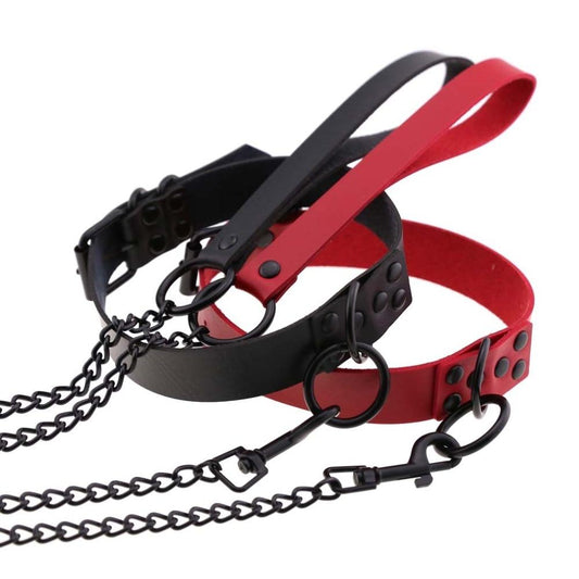 Rivet Slave Collar With Leash Bdsm Bondage Pet Play Owned Submissive