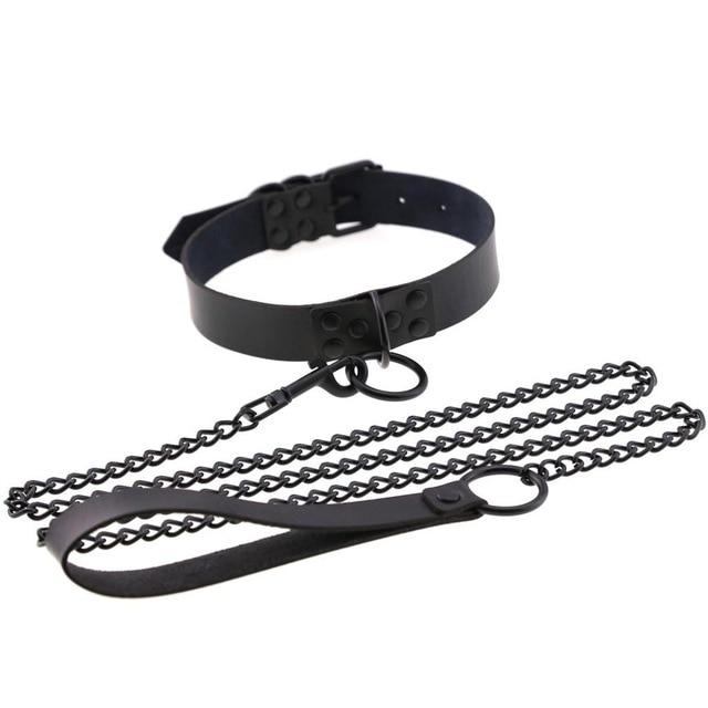 Rivet Slave Collar With Leash Bdsm Bondage Pet Play Owned Submissive