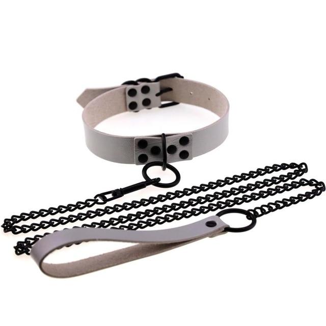Rivet Slave Collar With Leash Bdsm Bondage Pet Play Owned Submissive