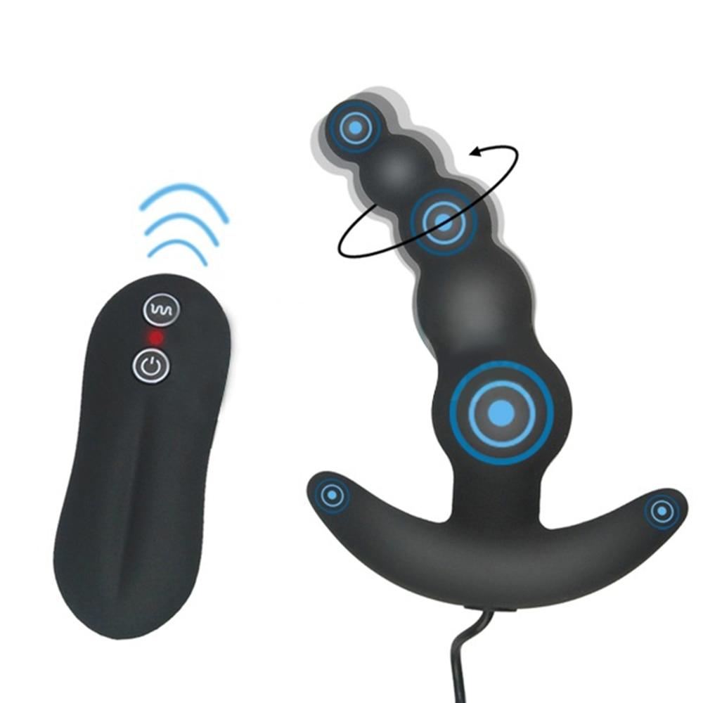 Anal Beads Vibrator 10 Speeds Remote Prostate Massager Butt Plug