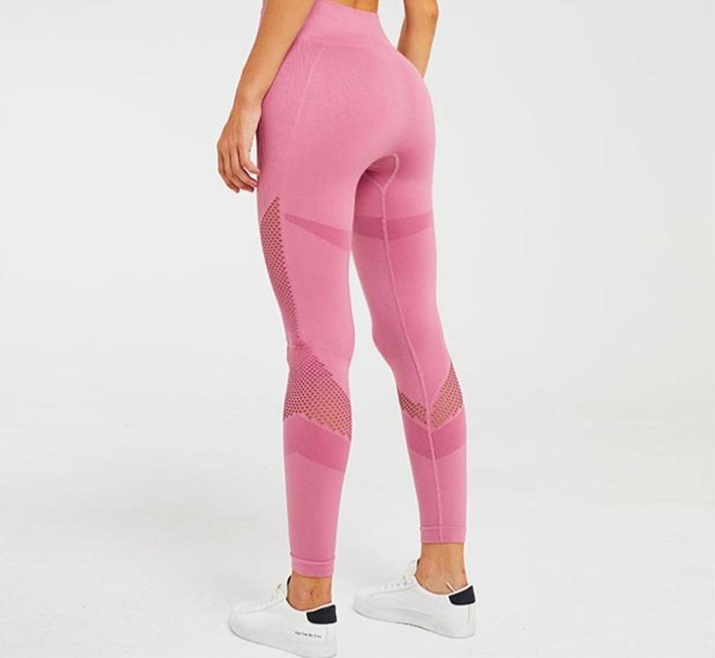 Black / Pink Yoga Leggings High Rise Tummy Control Gym Fitness Workout