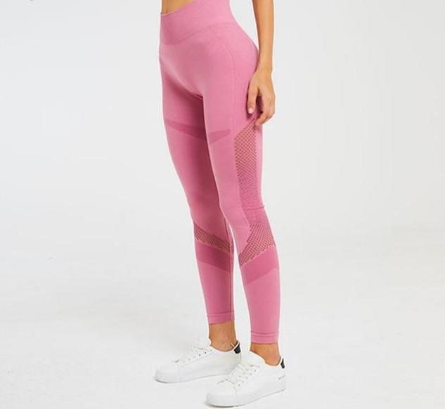 Black / Pink Yoga Leggings High Rise Tummy Control Gym Fitness Workout