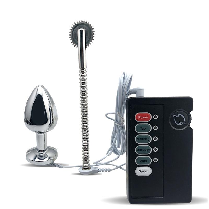 Stainless Steel Anal Plug Wartenberg Wheel Electro Stimulation Bdsm