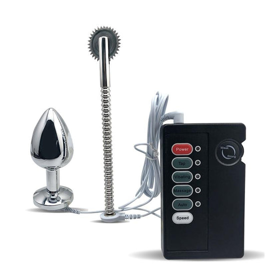 Stainless Steel Anal Plug Wartenberg Wheel Electro Stimulation Bdsm