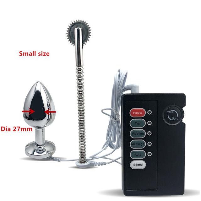 Stainless Steel Anal Plug Wartenberg Wheel Electro Stimulation Bdsm
