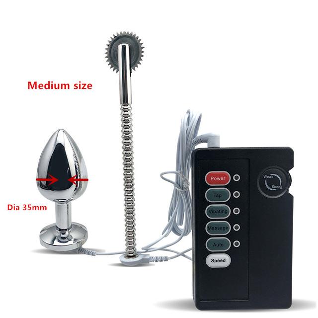 Stainless Steel Anal Plug Wartenberg Wheel Electro Stimulation Bdsm