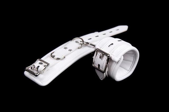 White Wrist Ankle Cuffs Spreader Bar Bondage Kink Restraints