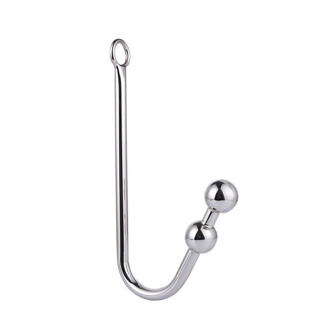 Stainless Steel Bdsm Anal Hook With Balls O-Ring Butt Plug