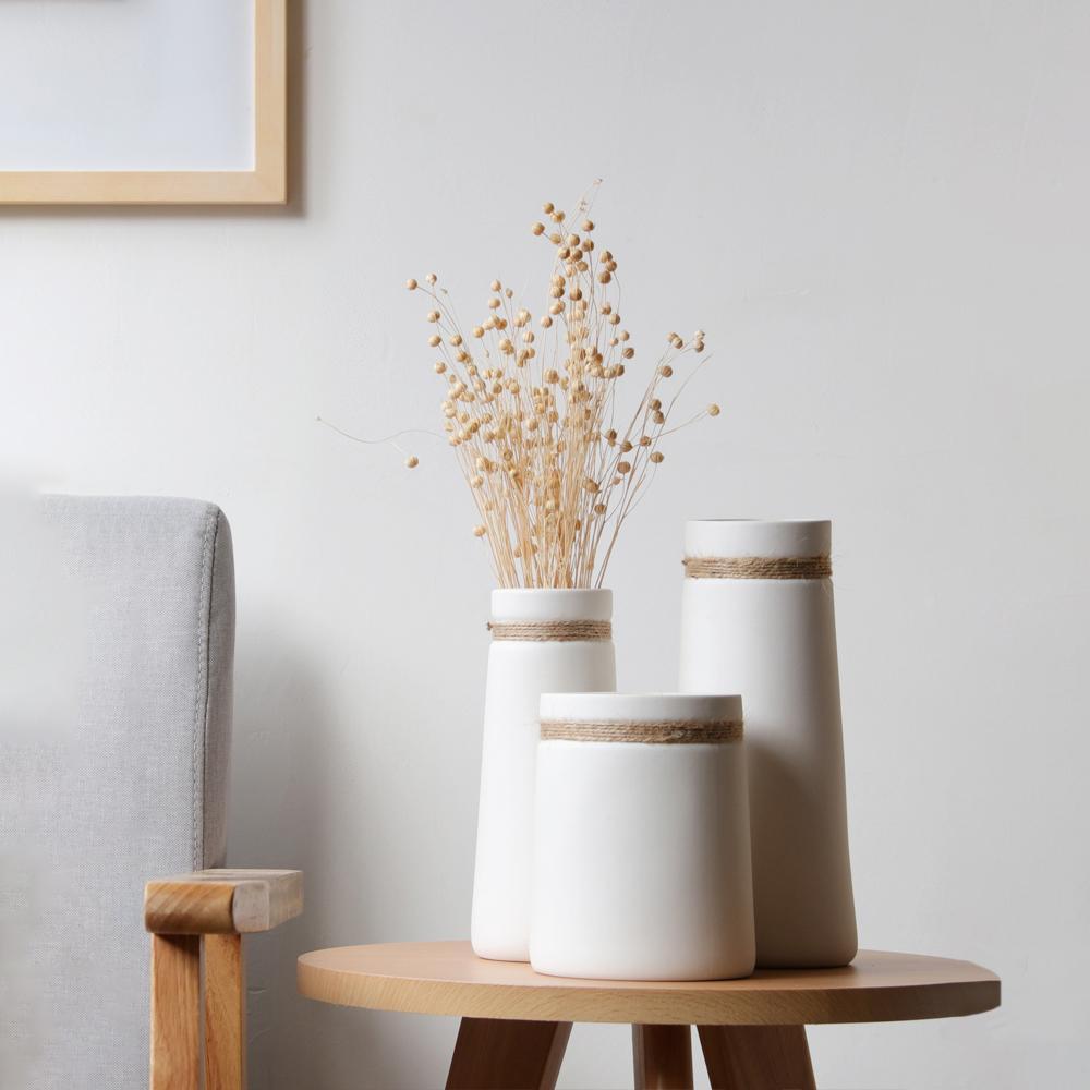 Boho Simple Coastal Ceramic Vases With Twine