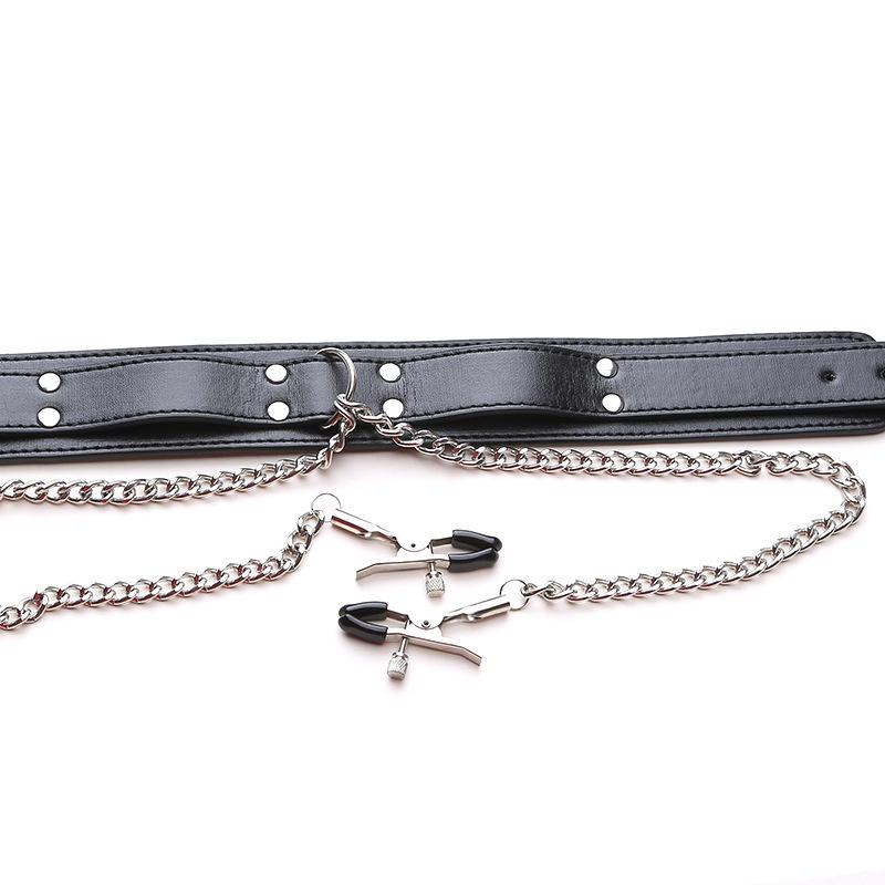 Slave Collar Nipple Clamps Chains Bondage Kink Bdsm Fetish Restraints