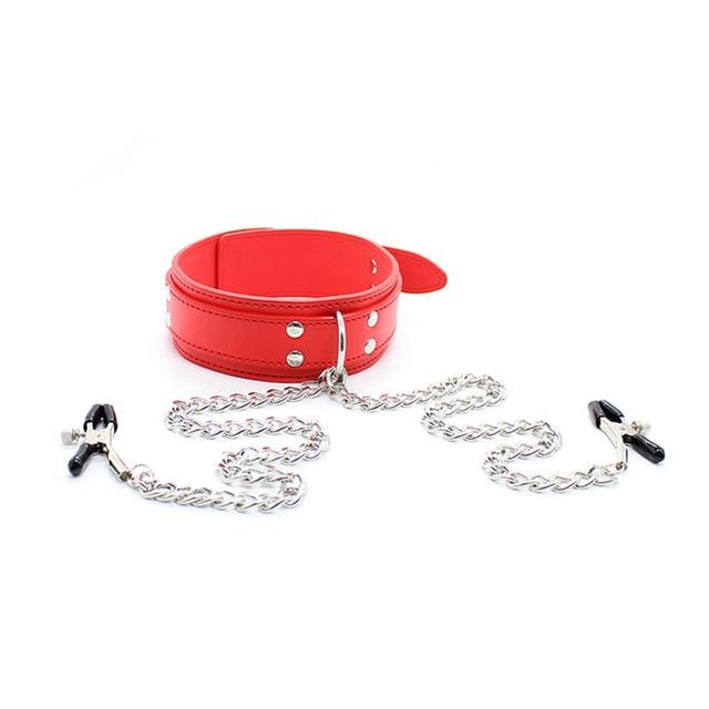 Slave Collar Nipple Clamps Chains Bondage Kink Bdsm Fetish Restraints