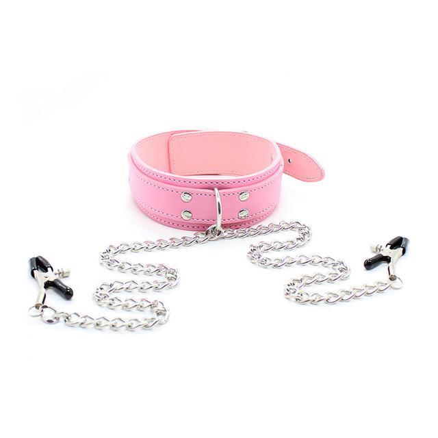 Slave Collar Nipple Clamps Chains Bondage Kink Bdsm Fetish Restraints