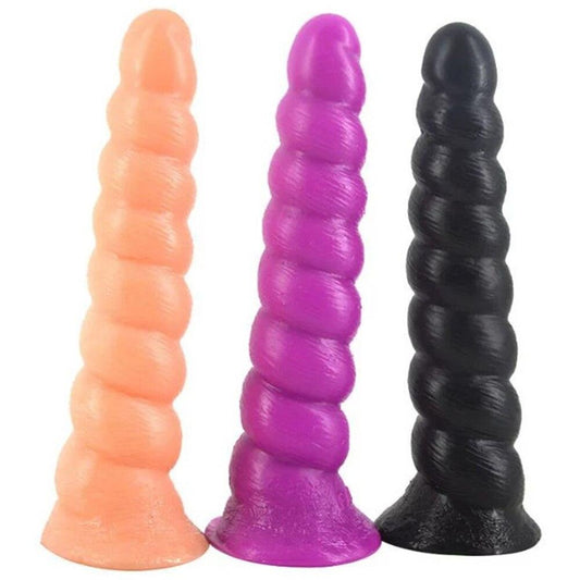 Thick Spiral Big Dildo Long Anal Plug Dong Suction Cup Masturbation Large