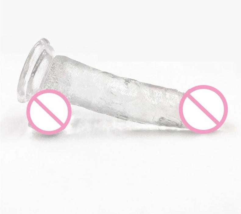 Realistic Clear Dildo Jelly Cock Balls Dong Suction Cup 4 Size Classic