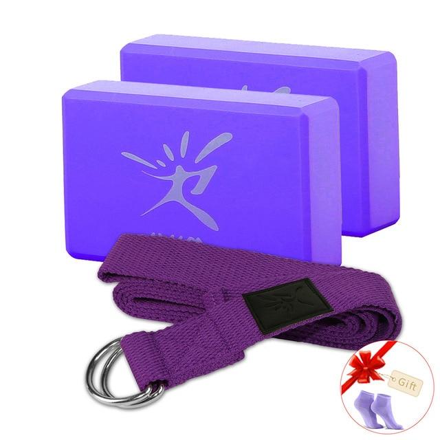 2Pcs Foam Yoga Block Plus Strap Exercise Fitness Workout