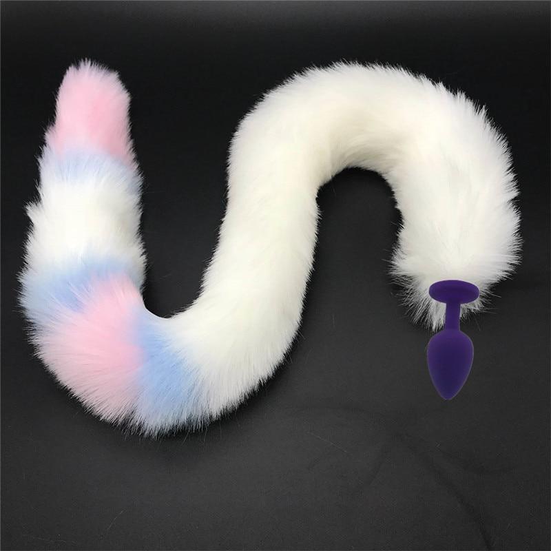 Stainless Steel Anal Plug With 80Cm Long Fur Tail Bdsm Pet Play Fox Kitten