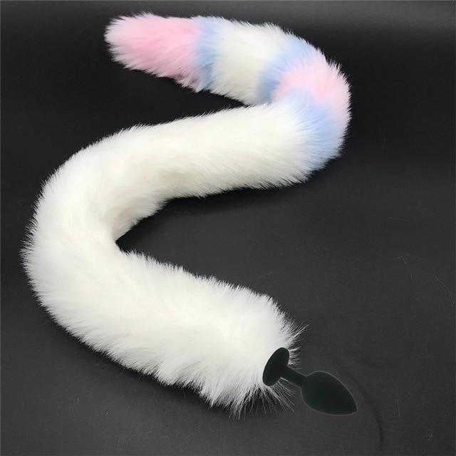 Stainless Steel Anal Plug With 80Cm Long Fur Tail Bdsm Pet Play Fox Kitten